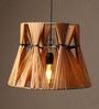 Cylinderical Raffia Hanging Light in Brown Colour