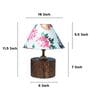 Cylindrical Mangowood Table Lamp With Carnation Print Satin Shade