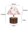 Cylindrical Mangowood Table Lamp With Flower Print Satin Shade