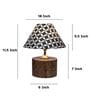 Cylindrical Mangowood Table Lamp With Chevron Print Satin Shade