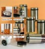 Cylindrical See-Through Glass Jars with Stainless Steel Body 550 ML | Set of 2 |