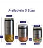 Cylindrical See-Through Glass Jars with Stainless Steel Body 550 ML | Set of 2 |