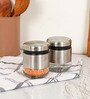 Cylindrical See-Through Glass Jars with Stainless Steel Body 350 ML | Set of 2 |