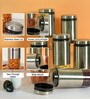 Cylindrical See-Through Glass Jars with Stainless Steel Body 350 ML | Set of 2 |
