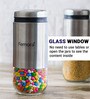 Cylindrical See-Through Glass Jars with Stainless Steel Body 350 ML | Set of 2 |
