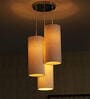 Cylindrical Textured Light Brown Cotton Pendant Hanging Light