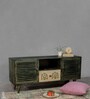 Cynthia Hand Painted Tv Console In Rustic Green Colour -