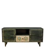 Cynthia Hand Painted Tv Console In Rustic Green Colour -