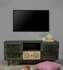 Cynthia Hand Painted Tv Console In Rustic Green Colour -