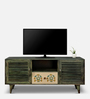 Cynthia Hand Painted Tv Console In Rustic Green Colour -