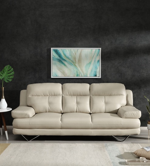 Sweden Leatherette 1 Seater Sofa in Beige Colour