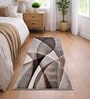 D Grey Abstract Polypropylene 5 ft x 2.5 ft Machine Made Runner