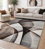 D Grey Abstract Polypropylene 7 ft x 5 ft Machine Made Carpet