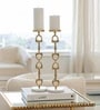 Gold D Strate Candle Set Of 2