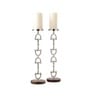 Silver D Strate Candle Set Of 2