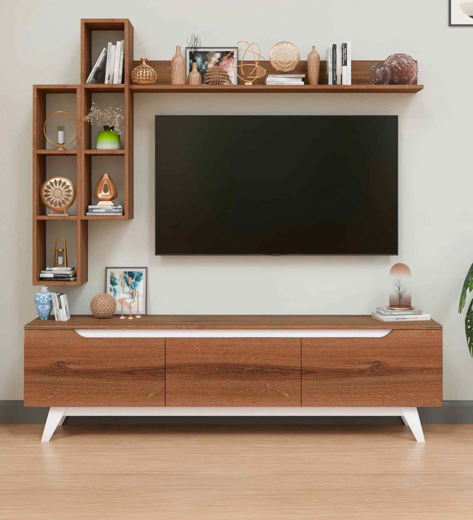 D3 Tv Unit In White And Canyon Oak Finish