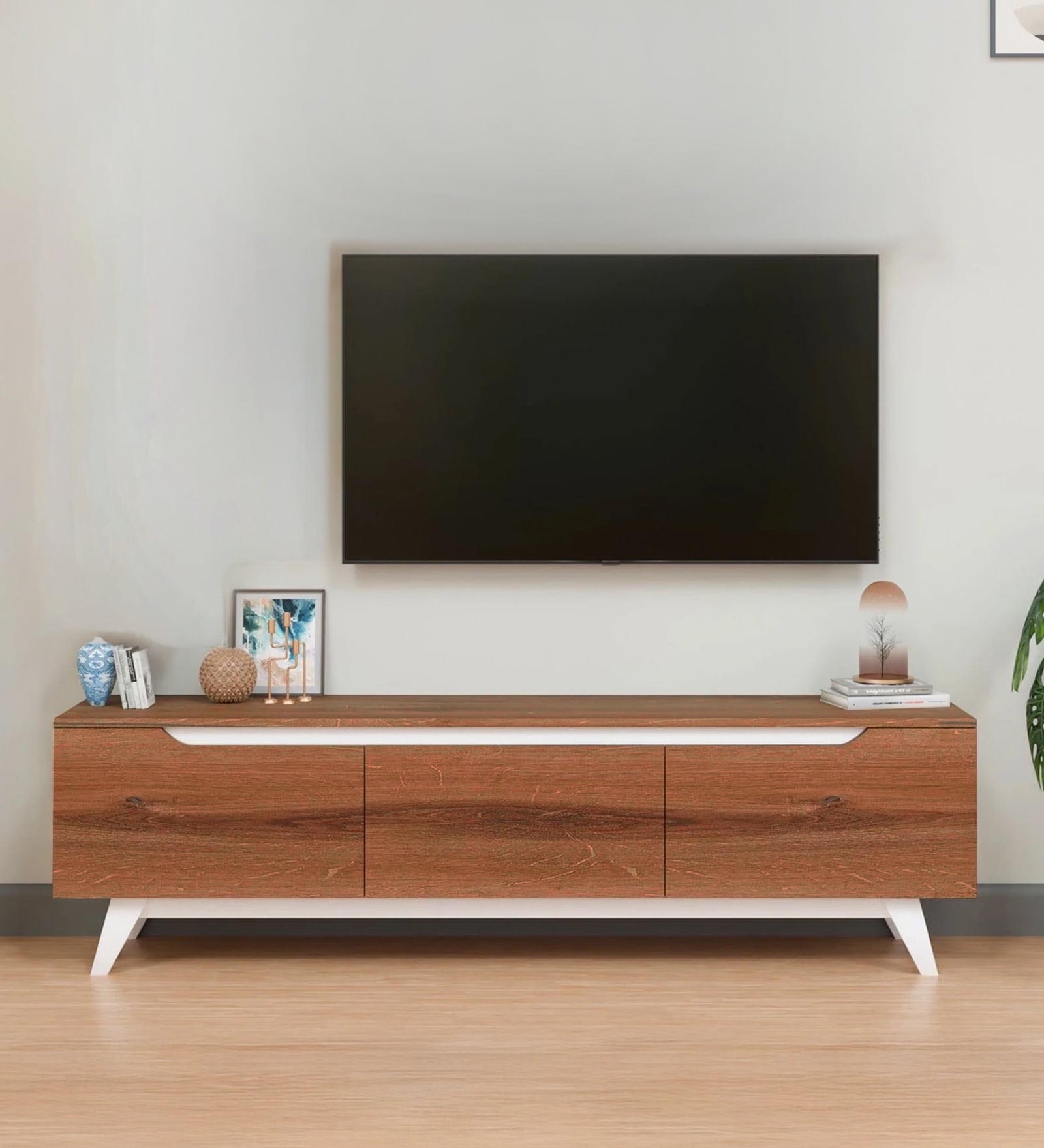 D3 With Shutter Tv Console In Noce Lyon And White Colour