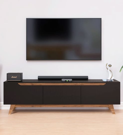 D3+D4 Tv Console In Black And Canyon Oak Colour