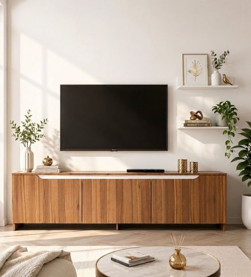 D3+D4 Tv Console In Noce Lyone And White Colour