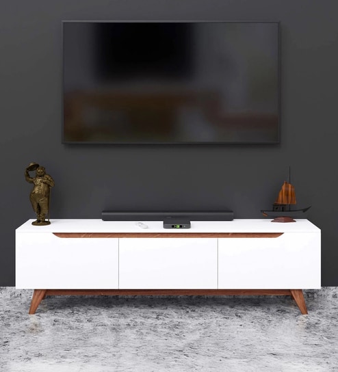 D3+D4 Tv Console In White And Canyon Oak Colour
