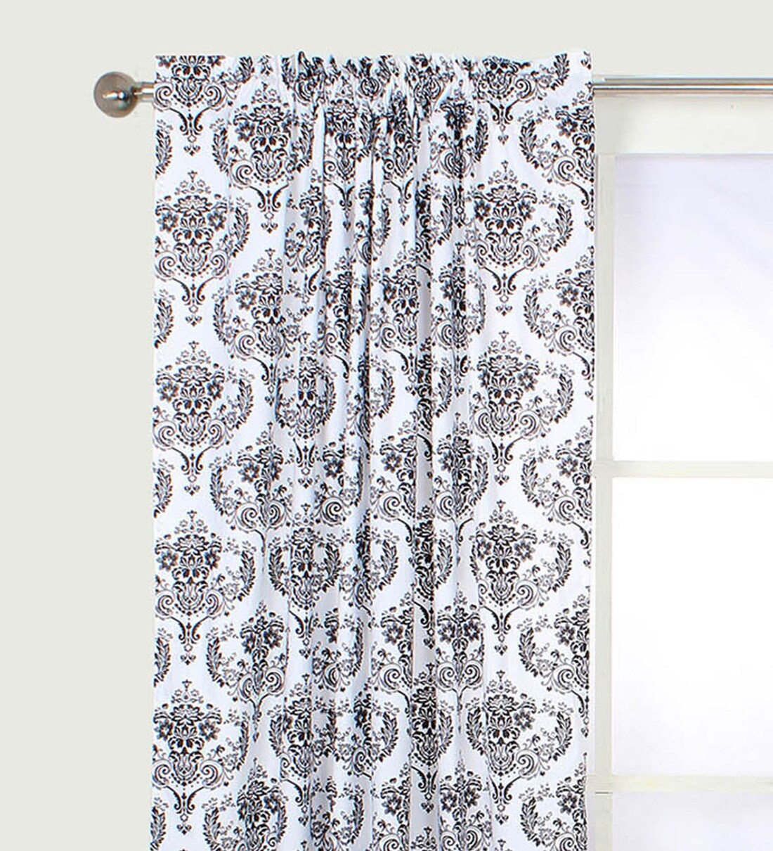 Buy Damask Single Window Curtain In Black Set Of 2 Pc By Bacati