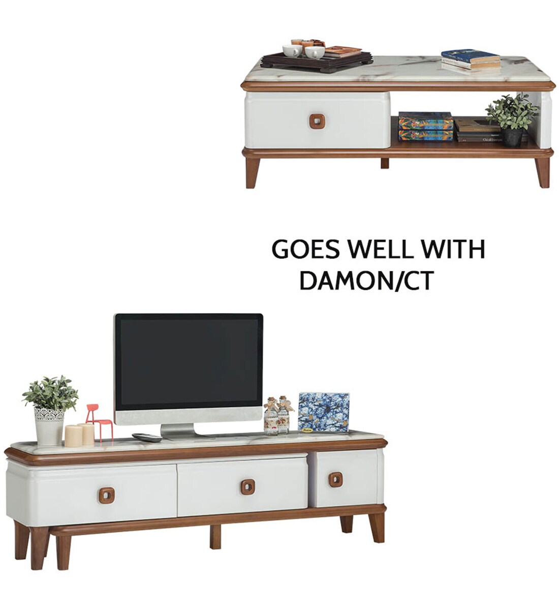 Buy Damon Marble Top TV Unit by Durian Online MidCentury Modern TV