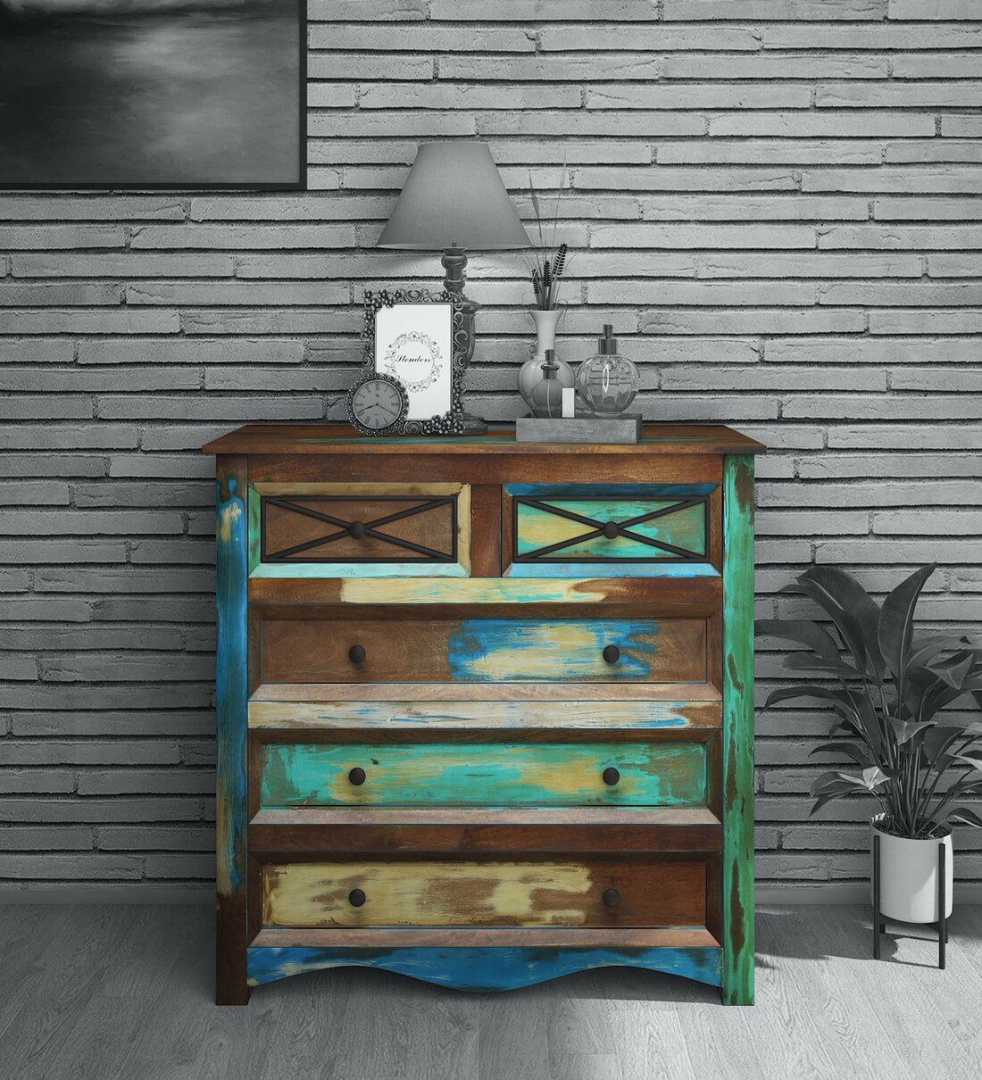 Buy Escudero Solid Wood Chest Of Drawers In Distress Finish Finish at