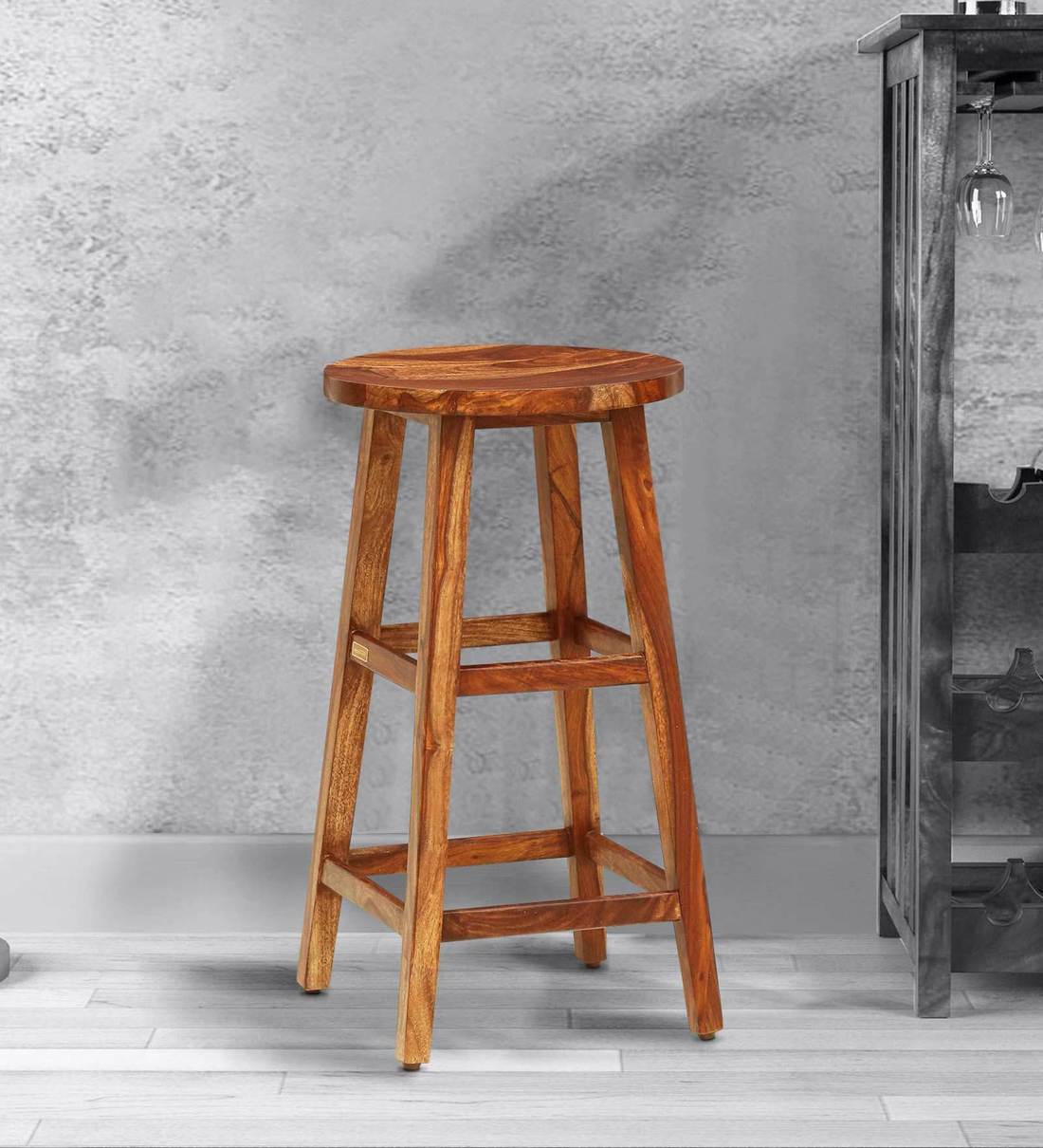 Buy Dani Solid Wood Bar Stool In Rustic Teak Finish By Woodsworth
