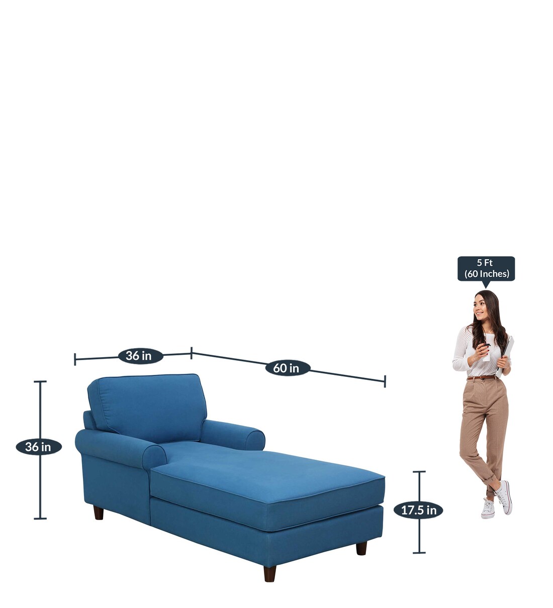 Buy Danies Chaise Lounger in Sapphire Blue Colour By Woodsworth Online