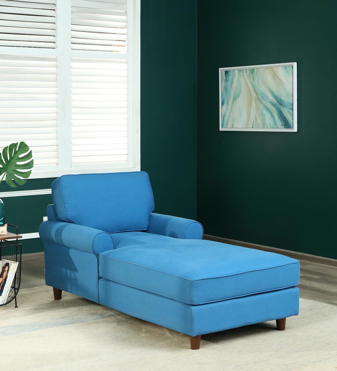 Buy Danies Chaise Lounger in Sapphire Blue Colour By Woodsworth Online