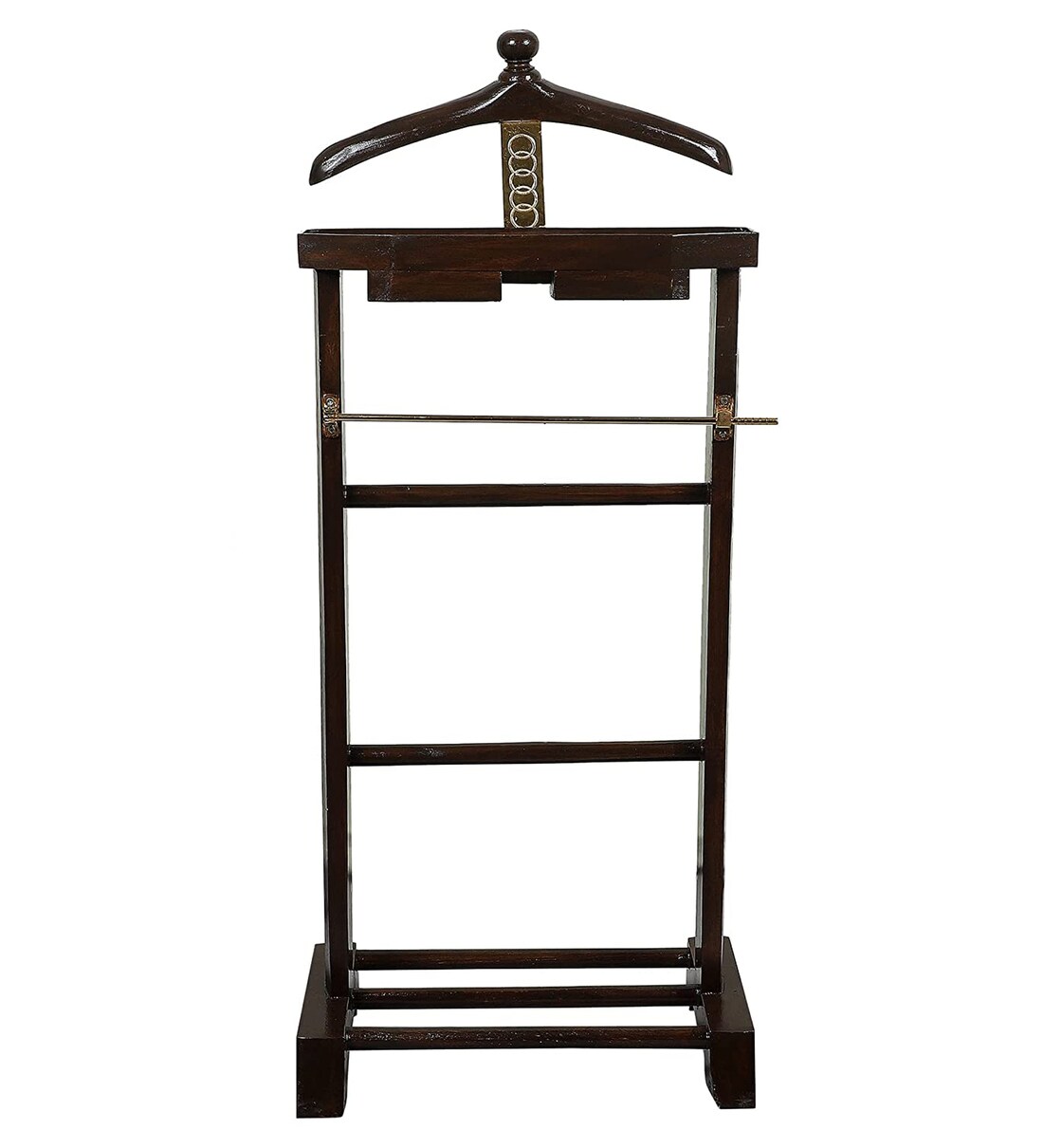 Buy Dark brown Wooden Coat Stand With Two Drawers By Beverly