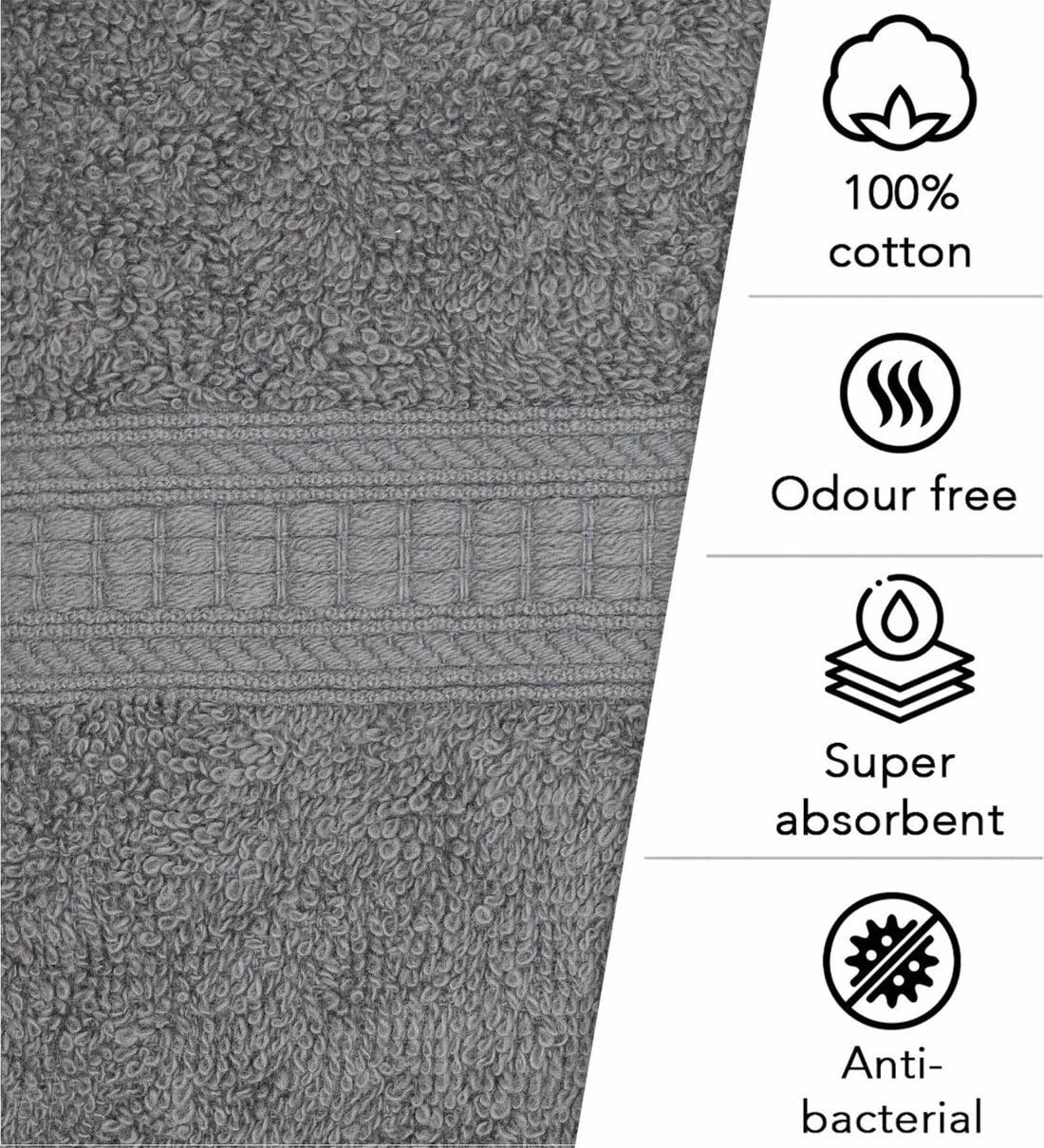 Buy Dark Grey Solid 550 GSM Cotton Bath Towel by RANGOLI Online Solid