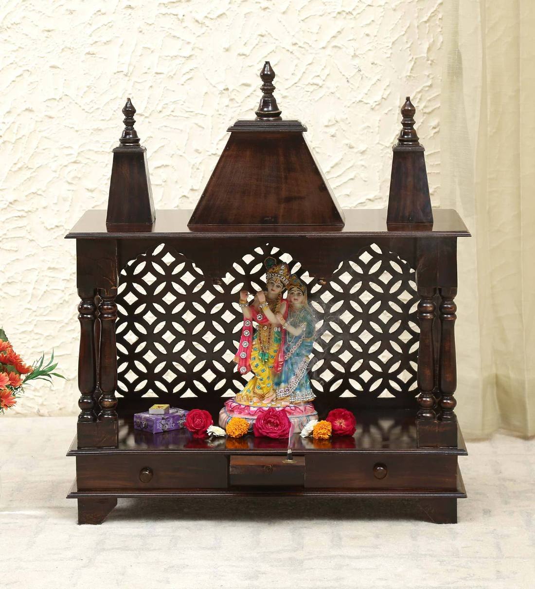 Buy Dark Polish Sheesham Mdf Floor Rested Mandir Without Door At Off By D Dass Pepperfry