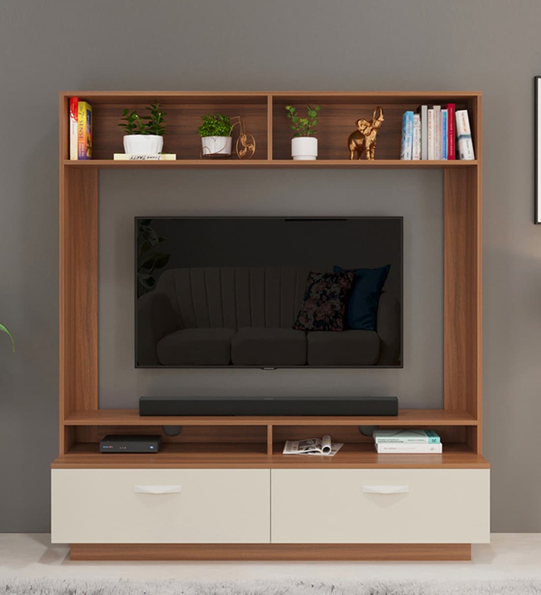 Buy Dartix TV Unit in Walnut & White Finish for TVs up to 50\ Online