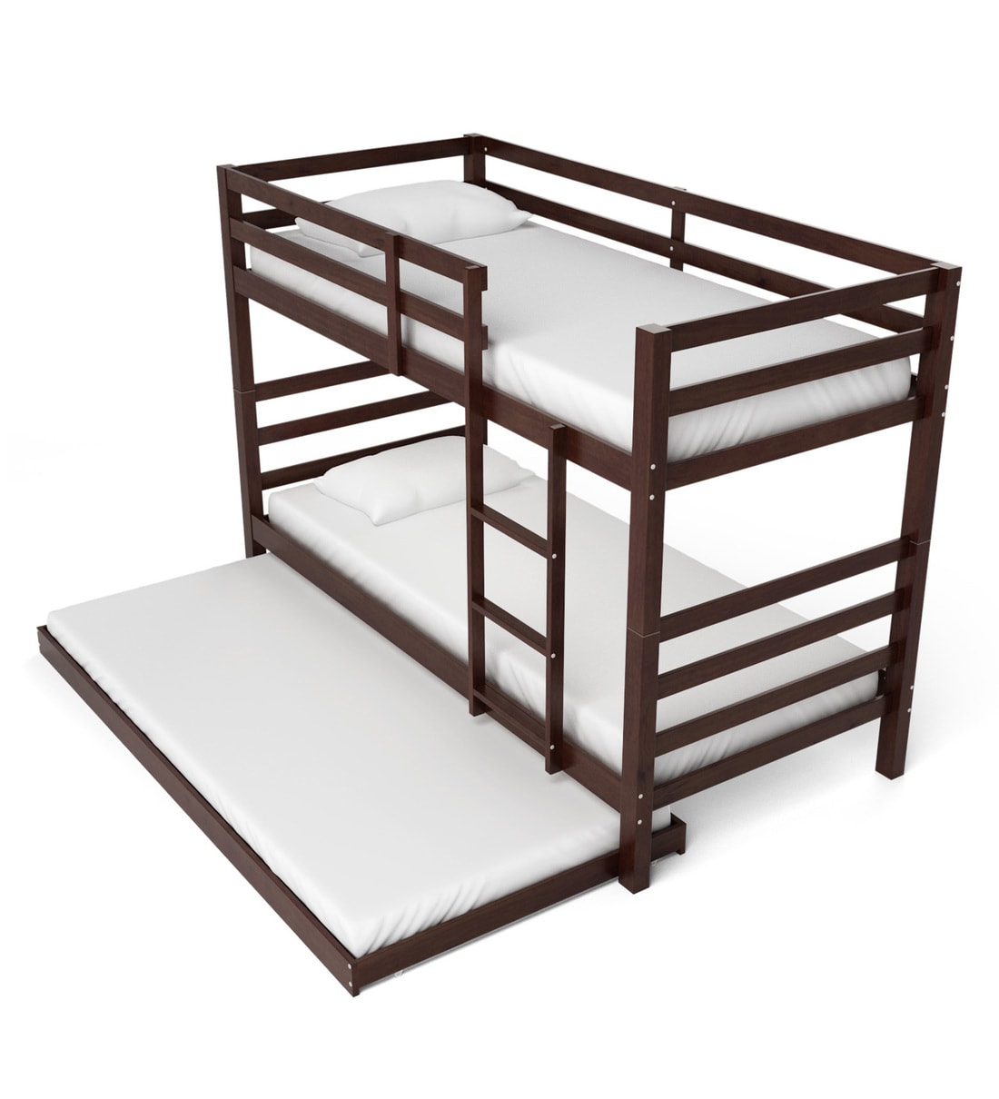 Buy Dave Bunk Bed with Trundle in Walnut Finish CasaCraft By Pepperfry Online Trundle Bunk