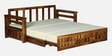 Daimond Sheesham Wood Pull Out 3 Seater Sofa Cum Bed In Provincial Teak Finish with Storage