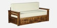Daimond Sheesham Wood Pull Out 3 Seater Sofa Cum Bed In Provincial Teak Finish with Storage