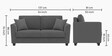 Daku Velvet Fabric 2 Seater Sofa In Grey Colour