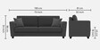 Daku Velvet Fabric 3 Seater Sofa In Grey Colour