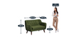 Darcy Velvet 2 Seater Sofa in Olive Green Colour