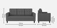 Darcy Fabric 3 Seater Sofa in Grey Colour