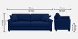 Daroo Velvet Fabric 3 Seater Sofa In Blue Colour