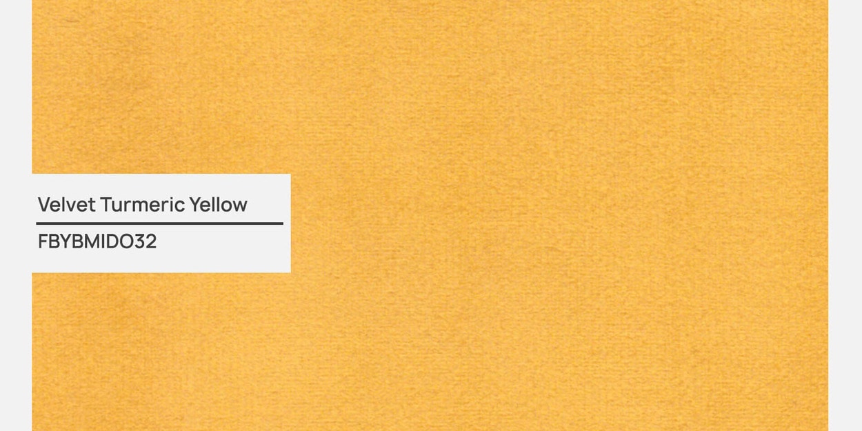 Buy Daroo Velvet 3 Seater Sofa in Turmeric Yellow Colour Online