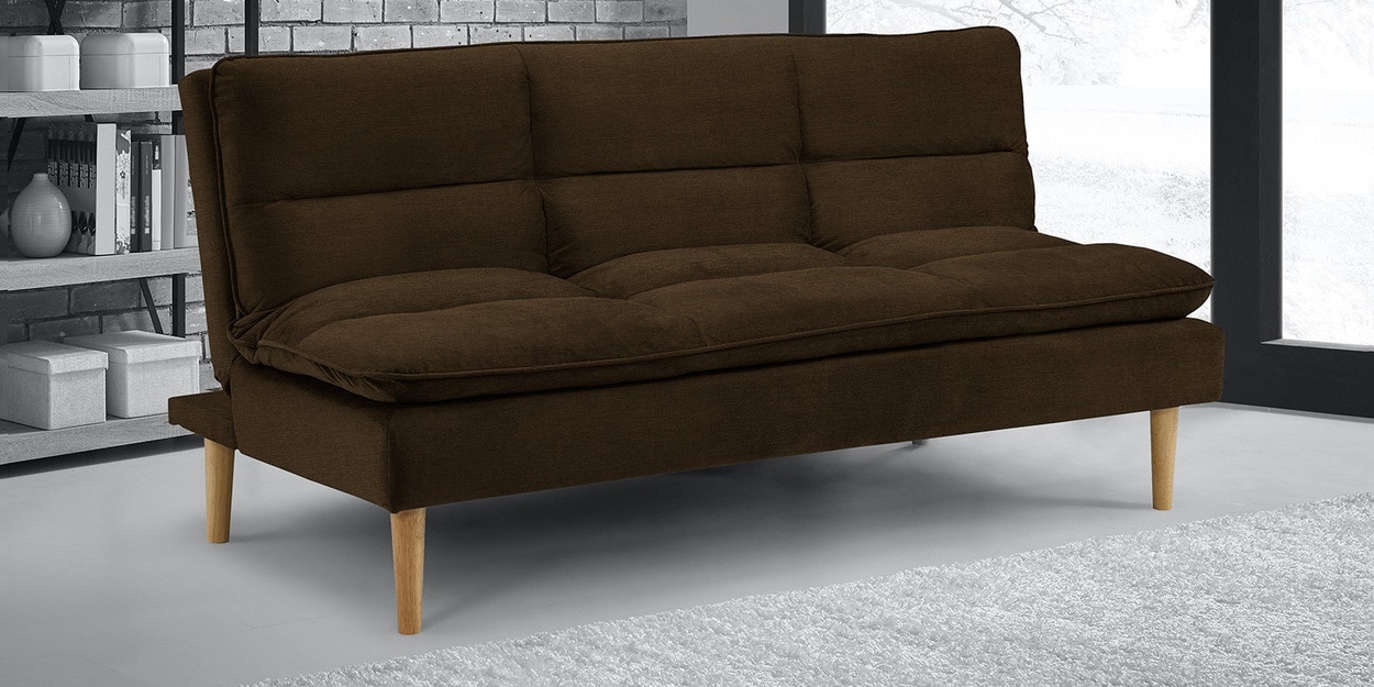 Buy Darwin Fabric Convertible Sofa Cum Bed In Chestnut Brown Colour at