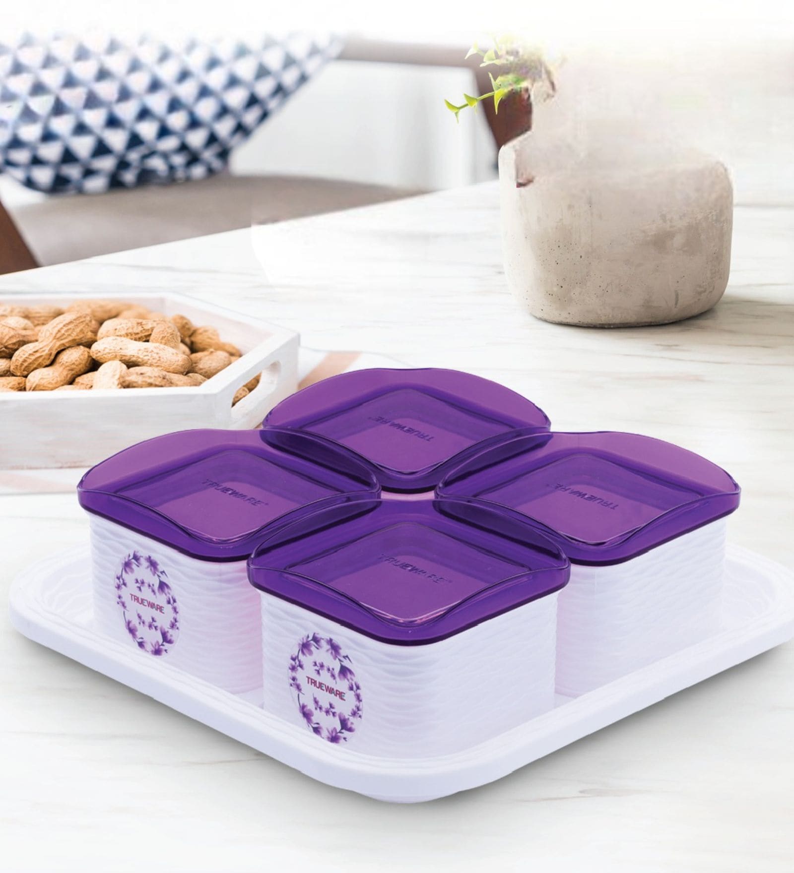 Small Container Purple Buy Daffodil 500 ml Purple Plastic ( Set of 4 ) Airtight Storage ...