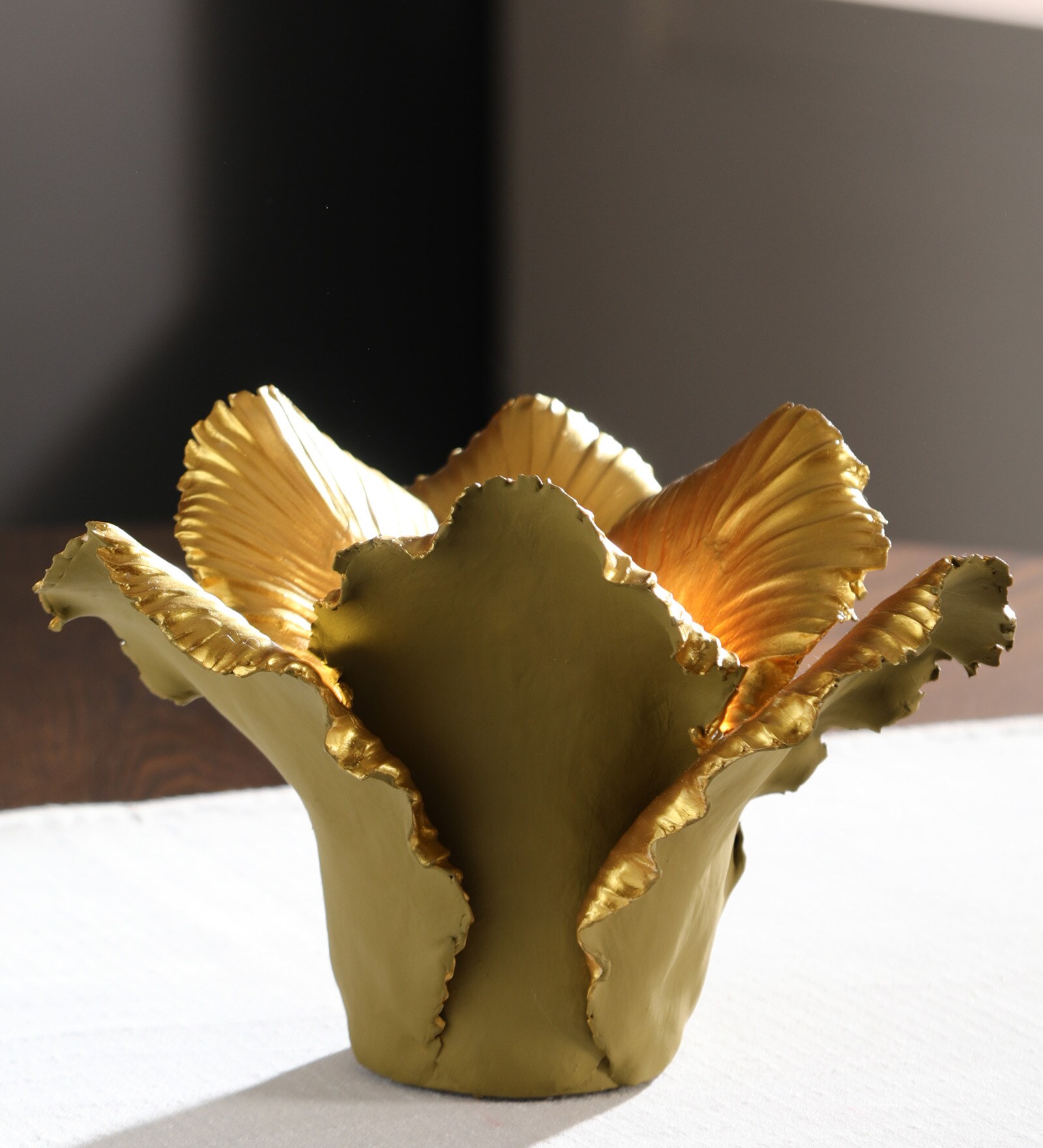 Daffodil Gold Ceramic Candle Holder