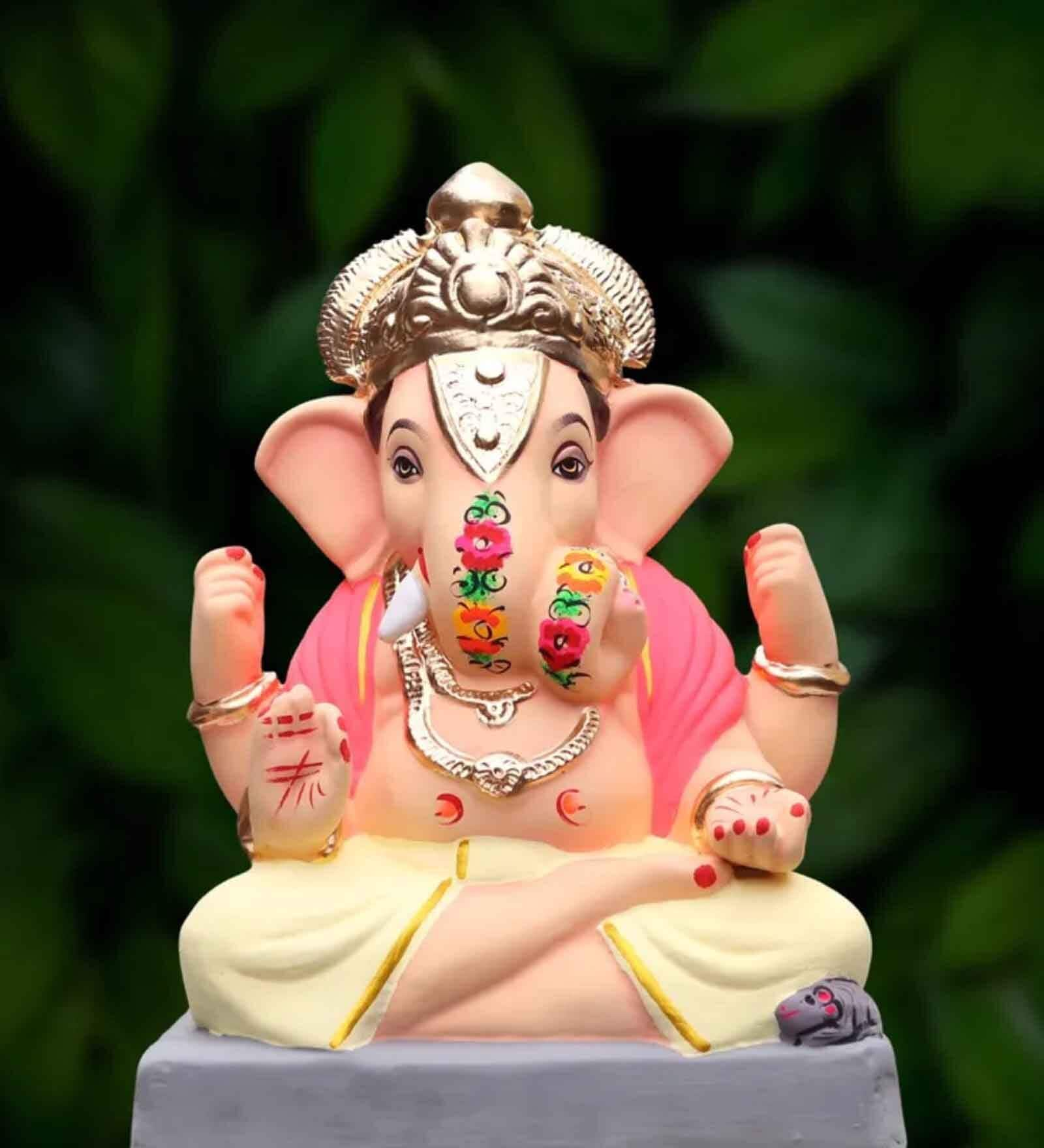 Buy Dagadusheth Multicolour Clay 12 Inches Eco Friendly Ganesh Murti at ...