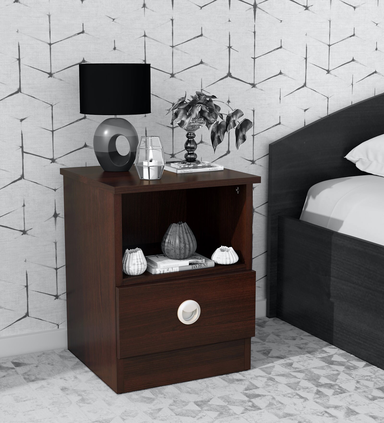 Buy Daiki Bedside Table in Wenge Finish Mintwud by Pepperfry Online