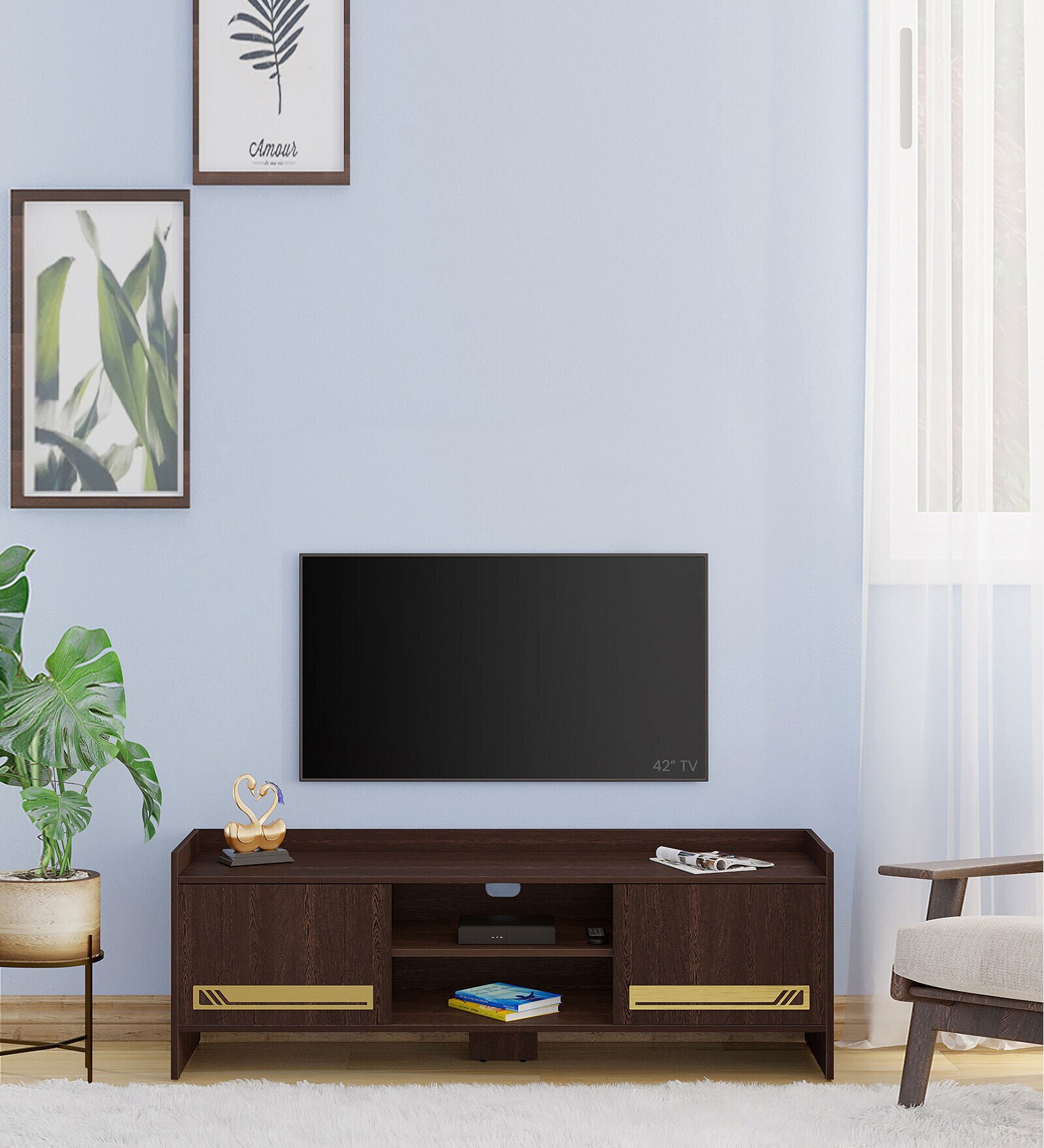 Daisen TV Console for TV's upto 50 inches In Wenge Finish Daisen TV Console for TV's upto 50 inches In Wenge Finish