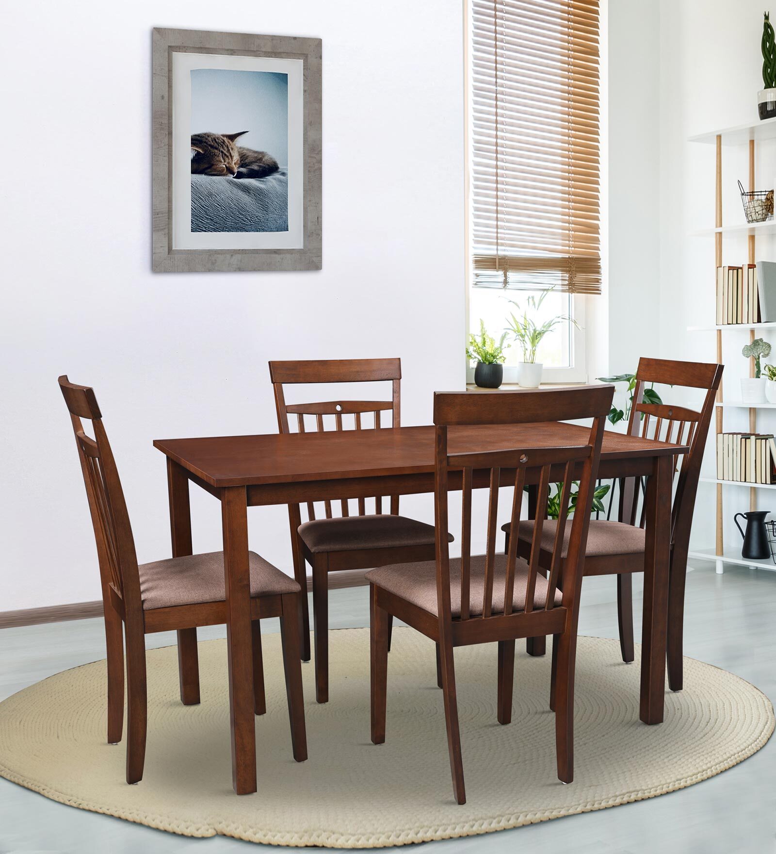 Buy Daisy Solid Wood 4 Seater Dining Set in Wenge Finish by HomeTown ...
